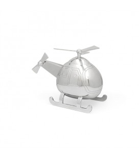 Spaarpot Helikopter, zilver kleur