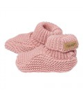 Gebreide babyslofjes vintage pink - maat 1