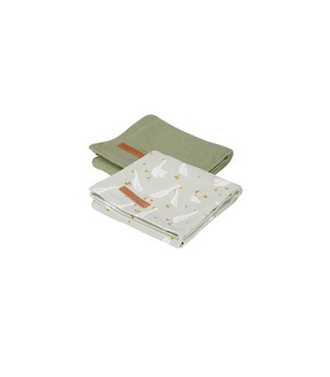 Swaddle doeken 70 x 70 Little Goose / Pure Olive