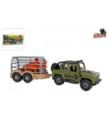 Dinoworld DIY 4x4 auto met dinotrailer en dino 33cm