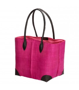 Pe-florence raffia rieten mand - 011 fuchsia