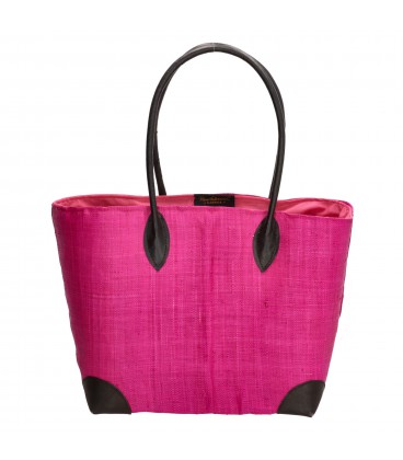 Pe-florence raffia rieten mand - 011 fuchsia