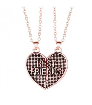 Vriendschapsketting - BFF Ketting - Hart Rosé Goud - Best Friends - Magnetisch - Rosé Goudkleurig