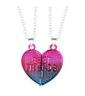 Vriendschapsketting - BFF Ketting - Hart Fluor - Best Friends - Magnetisch - Roze/Blauw