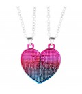 Vriendschapsketting - BFF Ketting - Hart Fluor - Best Friends - Magnetisch - Roze/Blauw