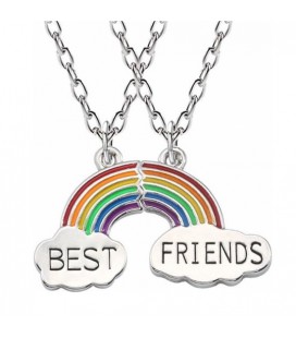Vriendschapsketting - Hartjes - Glitter Acryl - Best Friends - Blauw/Roze
