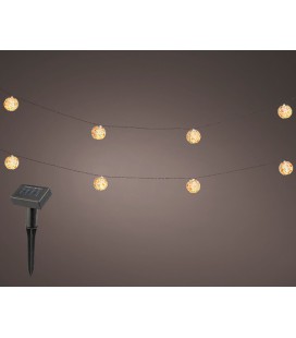 Lumineo Solar lantaarn L450cm 10 lampionnetjes LED met bloemenprint