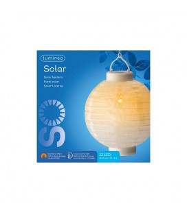 Lumineo Solar lantaarn nylon vlam effect Ø20xH23cm-12L (met schakelaar)