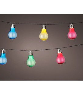 Lumineo LED Solar stringlights Kunststof 10 lampen multikleur Lengte 450cm. Brandt tot 6 uren.
