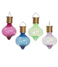 Lumineo Solar lamp bulb druppelvorm met hengsel- dia7.7-H11.7cm- verkrijgbaar in roze, blauw groen of lila
