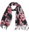 sjaal Flowers-Tassels 180x70cm Black