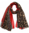 Sjaal glitter Leopard 180x90cm Red-Brown