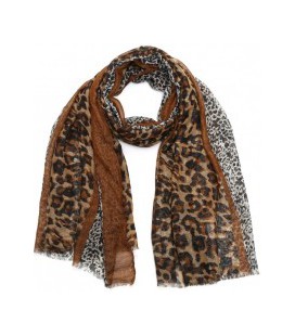 Sjaal Glitter Leopard 180x90cm Brown