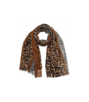 Sjaal Glitter Leopard 180x90cm Brown