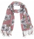 Sjaal Flowers-Tassels 180x70cm Purple