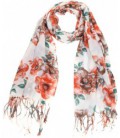 sjaal  Flowers-Tassels 180x70cm Beige