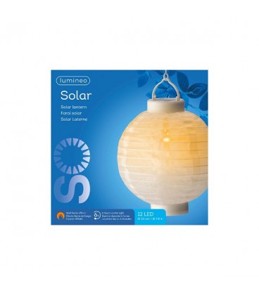 Lumineo Solar lantaarn nylon vlam effect Ø20xH23cm-12L (met schakelaar)