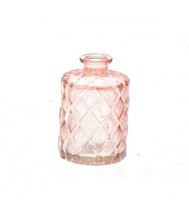 Vaas Vivance glas met reliëf Ø7xh10,5cm roze