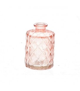 Vaas Vivance glas met reliëf Ø7xh10,5cm roze