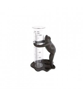 REGENMETER FROG ZWART METAAL 9,5X9,5X14,5 CM