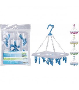 Droogcarrousel washanger met 18 knijpers 24x31cm