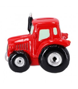 Spaarpot aardewerk tractor groen/rood ass