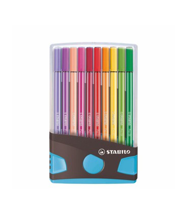 Stabilo Pen 68 Colorparade Antraciet/Lichtblauw 20 Kleuren