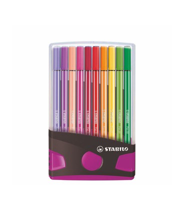 Stabilo Pen 68 Colorparade Antraciet/Roze 20 Kleuren