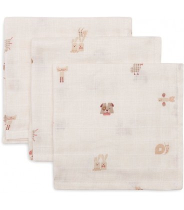 Jollein Hydrofiel Monddoekje Basic - Animal Friends - 3 Stuk