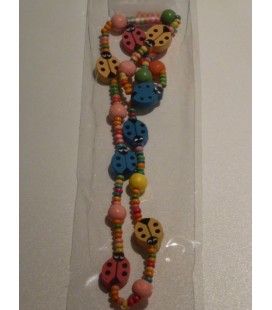 Houten ketting - armband met kleine lieveheersbeestje