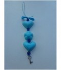 2 bolle hartjes en bloemetje aan ketting