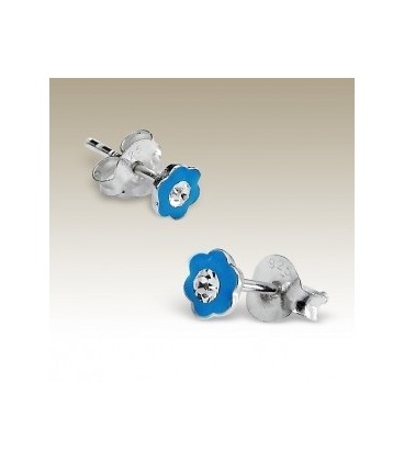 Tiara - Kinder-oorbellen blauw bloemetjes