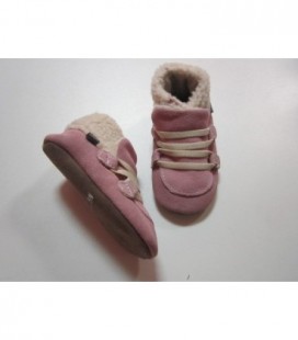 Roze suede slofjes met bontje