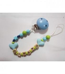 Speenketting voetbal blauw/ lime