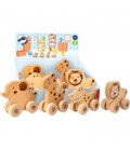 Houten safari dieren rollende meesleep