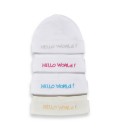 Babymutsje Hello world zilver / roze en blauw