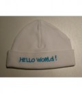 Babymutsje Hello world zilver / roze en blauw